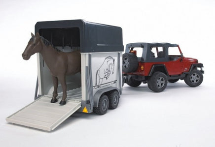 Jeep Wrangler cu trailer pentru transport cai Bruder® 02921