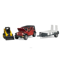 Jeep Wrangler Unlimited Rubicon cu remorca si excavator compact CAT Bruder® 02925