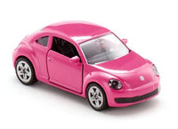 Jucarie metalica Volkswagen Beetle roz cu floricele SIKU 1488