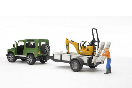 Land Rover Defender cu remorca si excavator JCB Bruder® 02593