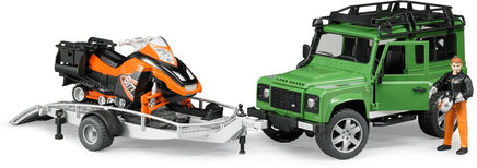 Land Rover Defender cu snowmobil si figurina Bruder® 02594