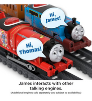 Trenulet locomotiva motorizata Talking James cu 2 vagoane Thomas & Friends™ Fisher-Price® HDB66