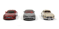 Set 3 machete metalice Mercedes Benz SLS AMG Coupe, Mercedes Benz SLR McLaren, Mercedes Benz 300 SL, Classic Colors, Editie Limitata 2020 SIKU 6214, Scara 1:55