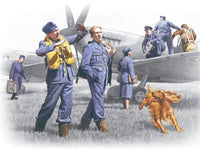 Set 7 figurine RAF Pilots & Ground Personnel ICM, Scara 1:48